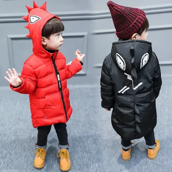 

New Boys Winter Jacket Hooded red and black color coats Jongens Winterjas Boys Winter Jacket