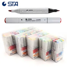 STA Alcohol Art маркерные ручки премьер двухсторонний Перманентный тонкий и долото наконечник манга товары для рукоделия Desenho Рисование эскиз