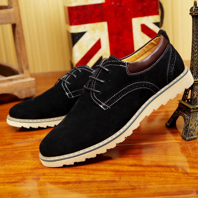 

2017 Limited New Plus Size Cowhide Men Shose Fashion Casual British Genuine Leather Shoes Low Lace-up Flat Men's Oxfords For