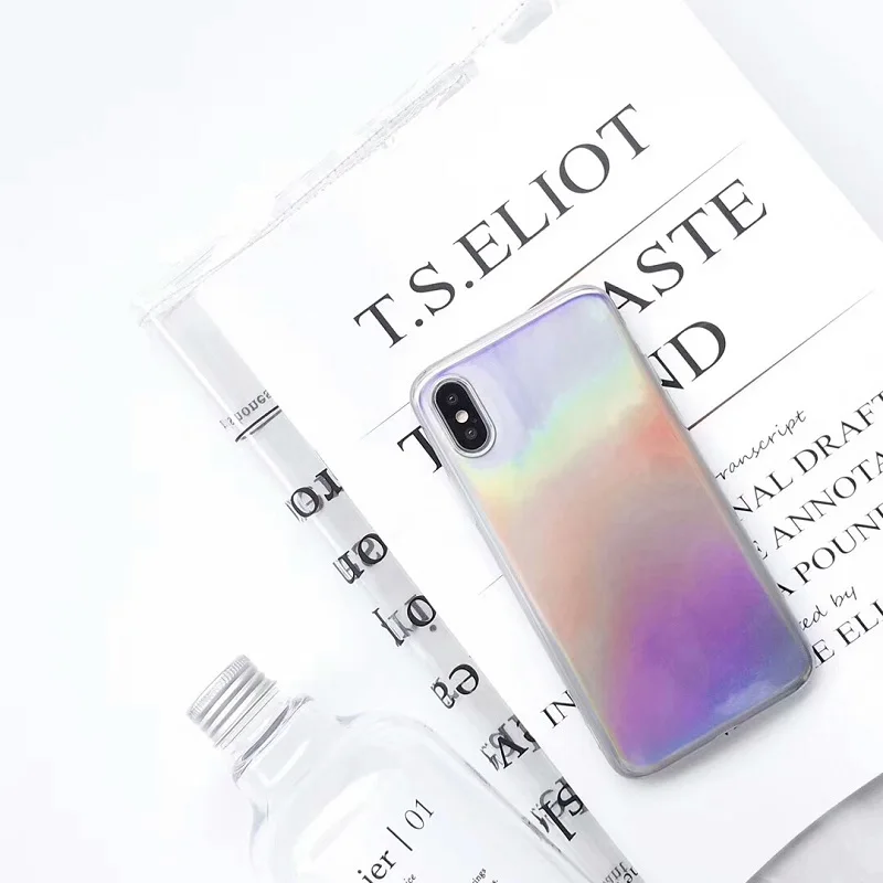 Чехол для iPhone 6 6S 7 8 Plus X Модный Лазерный ударопрочный чехол телефона с