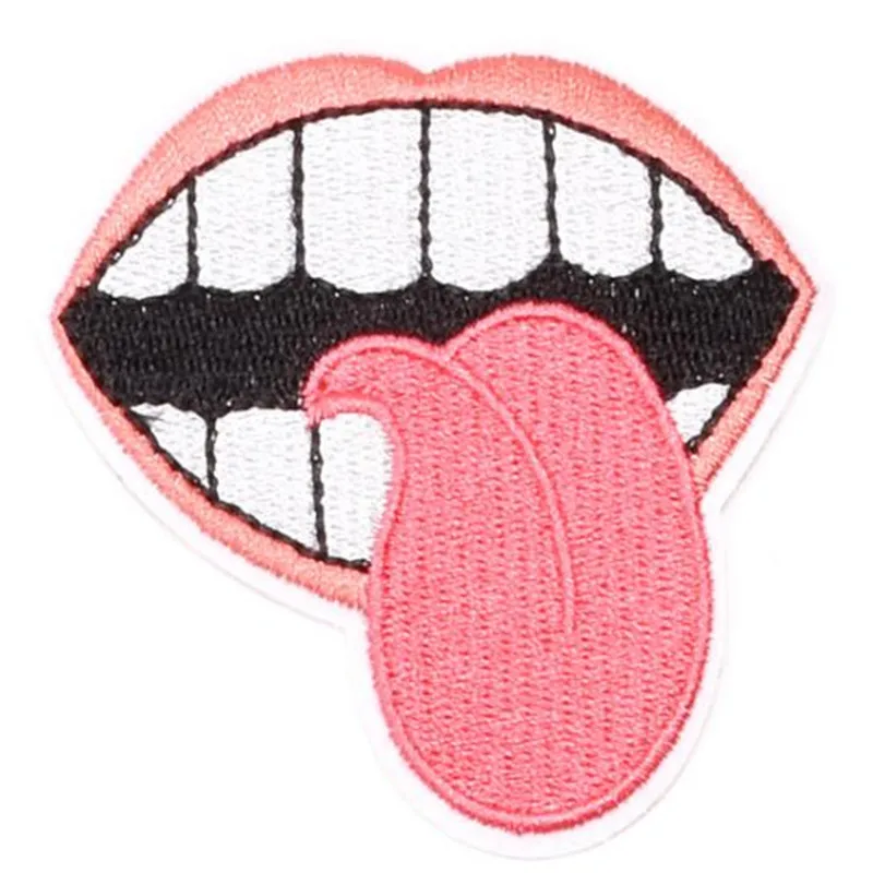 

T shirt girl Embroidered patch Stranger things Applique iron on patches for clothing Tooth tongue Logo deal with it 3D Stickers