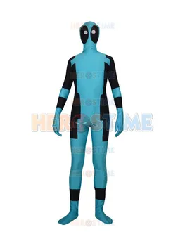 

Deadpool costume Hot sale fullbody Sky Blue spandex Deadpool superhero costume the most classic zentai suit free shipping