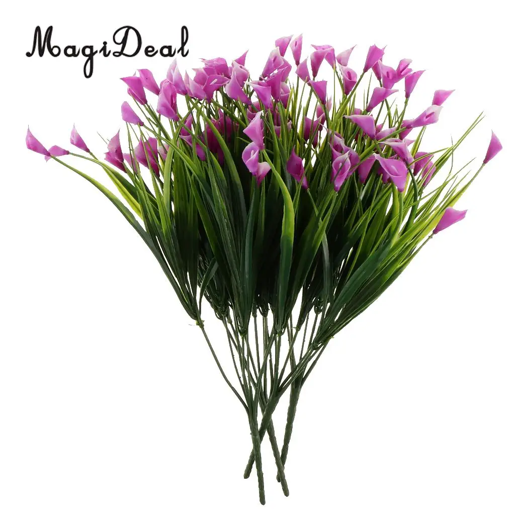 4pcs Artificial Shrubs Calla Lily Plastic Greenery Plants Flower Arrangement for Home Kitchen Dining Room Hanging Decor