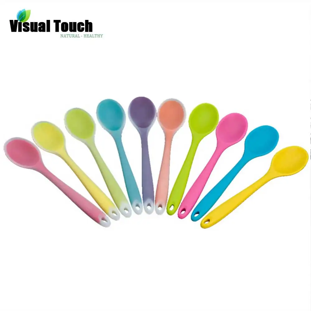 

Visual Touch 1PC Mini Silicone Spoon 20.5cm/8" Colorful Spoons Kitchenware Cooking Tools Utensil Random Sent Table Dinnerware