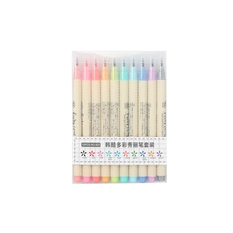 10 цветов, набор кистей, цветная ручка-маркер, мягкий наконечник, Цветная кисть для каллиграфии, тонкая Цветная кисть, фетровые маркеры, канцелярские принадлежности