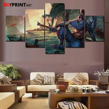 

Game Characters LoL Yasuo 5 Pcs/set Wall Art Decor Painting Pictures for Living Room Home Decoration