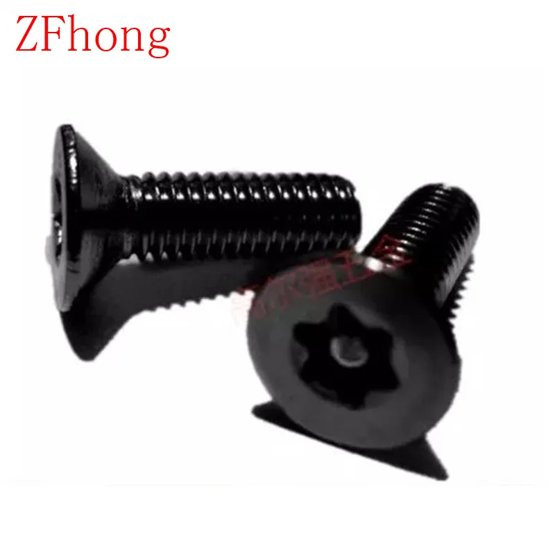 

100pcs/lot DIN7991 M4*6/8/10/12 Steel with black Torx Flat countersunk Head Tamper Proof Security Screw Screws