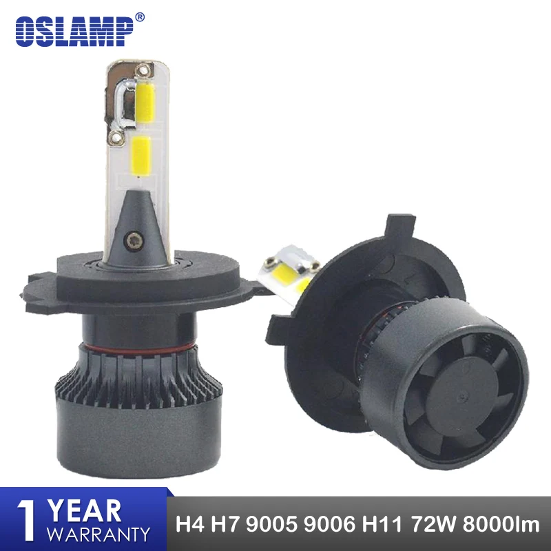 Oslamp H4 H7 9005 9006 H11 автомобиля светодиодный лампы 72 W 8000LM УДАРА фишек Hb3 Hb4