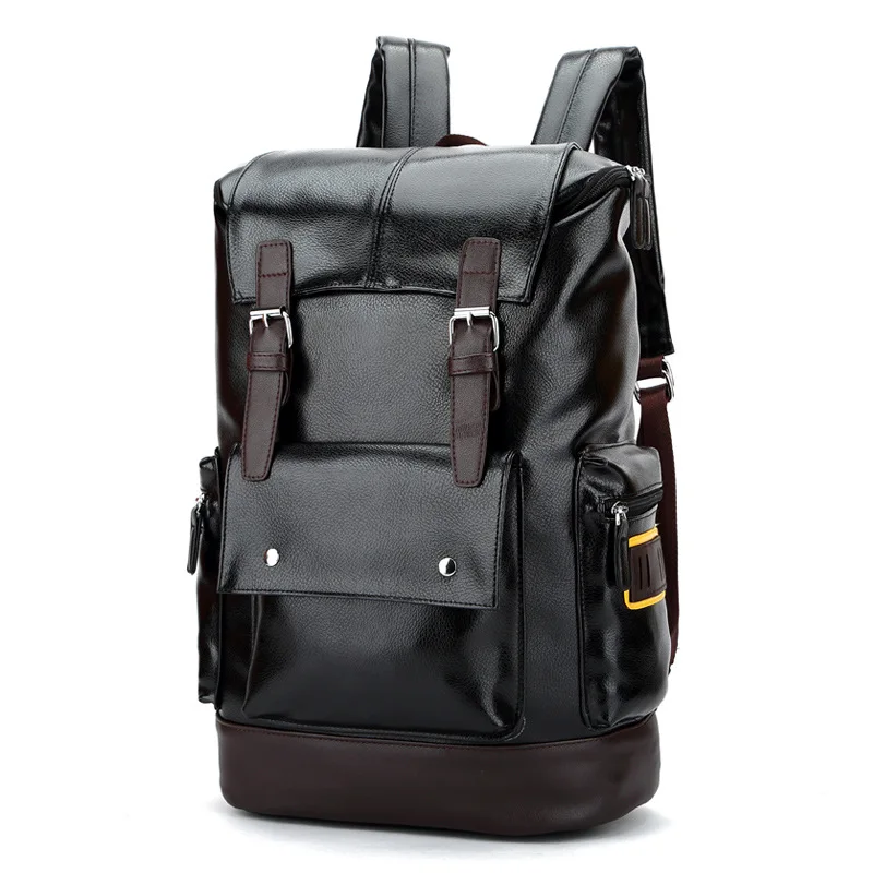 

Brand Design Men's Business Backpack PU Leather Shoulder Bag Fashion Large Capacity Travel Rackpack Bags Laptop Backpacks Male