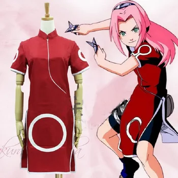 

2019 Hot Sale Anime Naruto Haruno Sakura Costume Haruno Sakura Japanese cheongsam Cosplay Halloween Christmas Party Costume