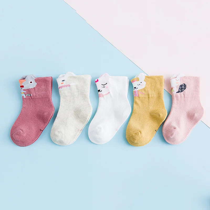 5 пар/лот, всесезонные носки с героями мультфильмов хлопковые детские носки с ушками животных для маленьких девочек, короткие носки без костей для мальчиков - Цвет: 2