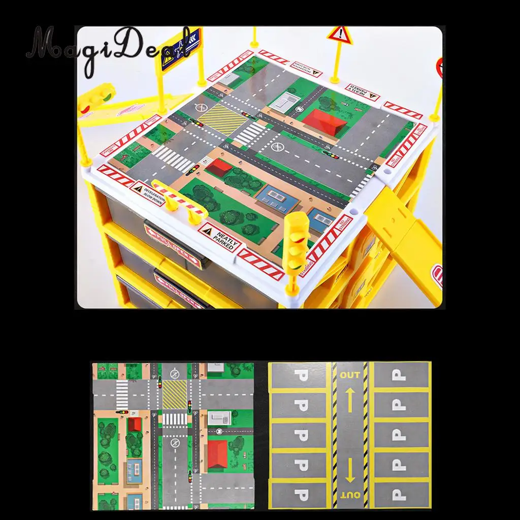 Kids Educational Three-layer Drawers Car Garage Box Storage Parking Lot Building Playset Children Educational Toy