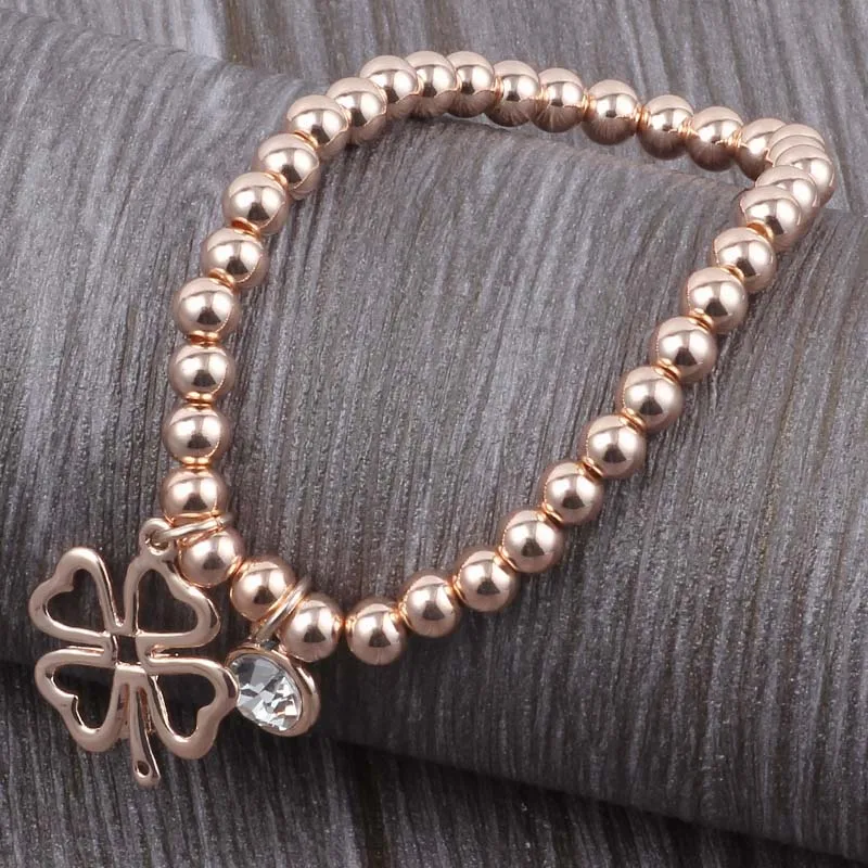 ELOHYI Лидер продаж для женщин мужчин Bijoux Femme DIY сплав Клевер Купер 6 мм бусины эластичные ювелирные изделия браслеты ручной работы подарок