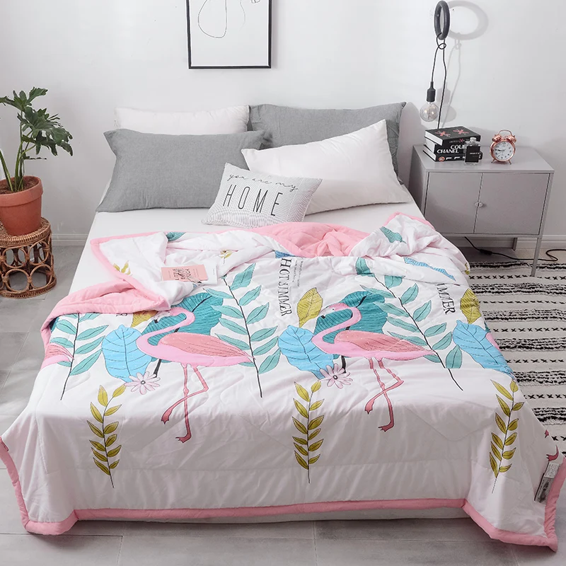 

2019 New Bedding Cartoon Comforter Bed Cover Quilting Flamingo Summer Quilt Blankets Home Textiles Suitable for Adults Kids