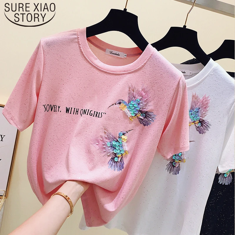

White Tshirt Women Tops Plus Size Pink Summer Female T-shirt Women Tee Shirt Short Sleeve Fashion 2019 Animal Print 4911 50