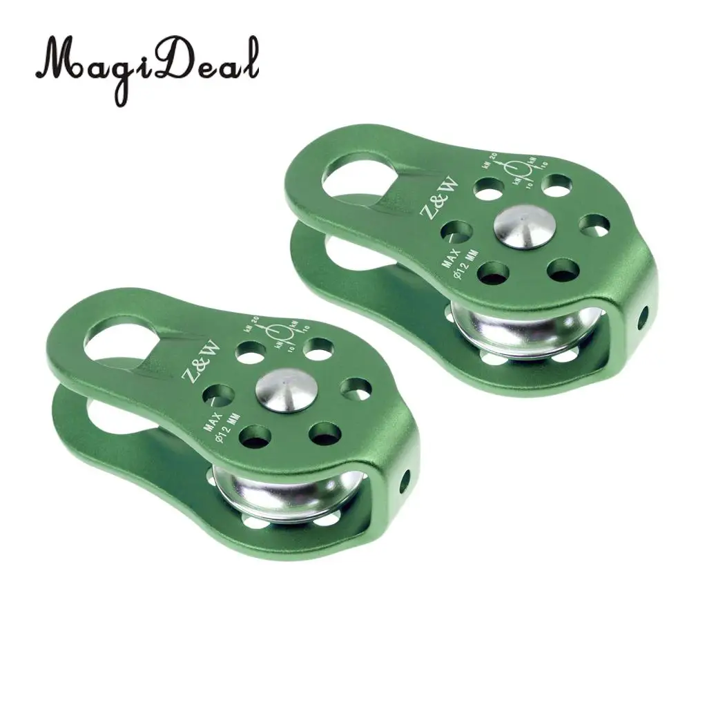 MagiDeal Durable 2Pcs 20KN Fixed Rock Climbing Rope Pulley Rappelling Arborist Rigging for Mountaineering Survival Equipment