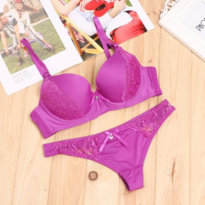bra and brief sets [Cheap]New 2016 Lace Embroidery Bra Set Women Plus Size Push Up Underwear Set Bra and Panty Set 32 34 36 38 ABC Cup For Female cotton bra and panty sets