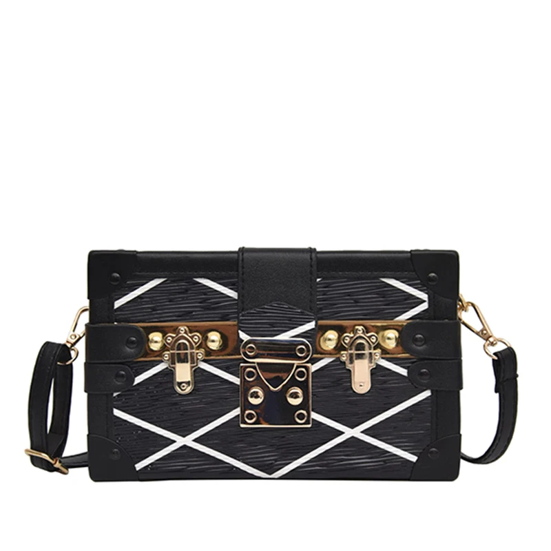 Прошитая популярная цветная маленькая сумка "бокс" Женская Новая модная высококачественная повседневная сумка через плечо - Цвет: Black