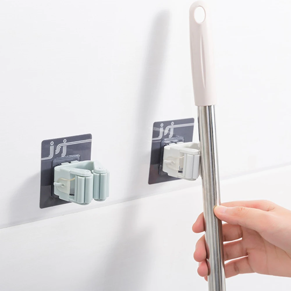 

Broom Seamless Stickers Mop Holder Wall Mount Mop Hanger Home Organizer Tool with Self Adhesive for Bathroom Kitchen