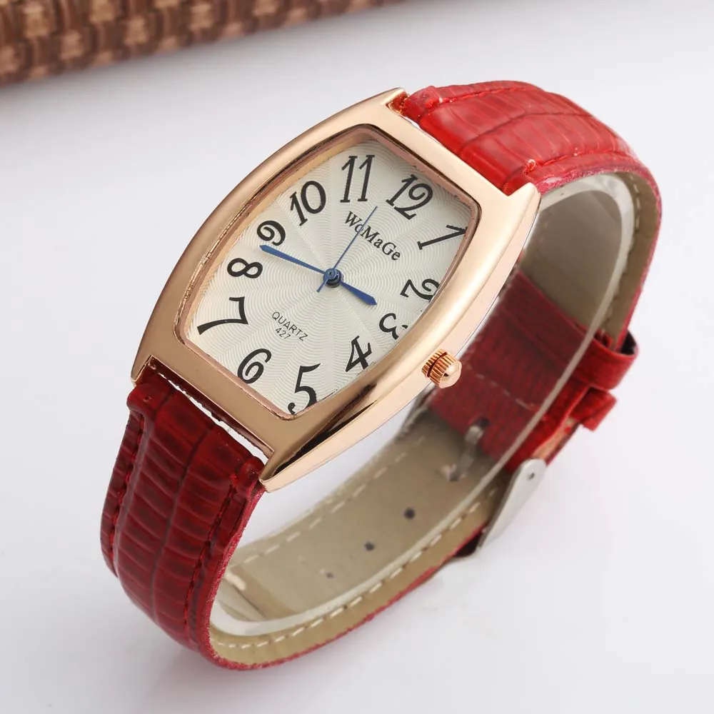 

Famous Brand WOMAGE Watches Women Watches Fashion Tonneau Watch Women Leather Quartz Wristwatch Women relojes de mujer