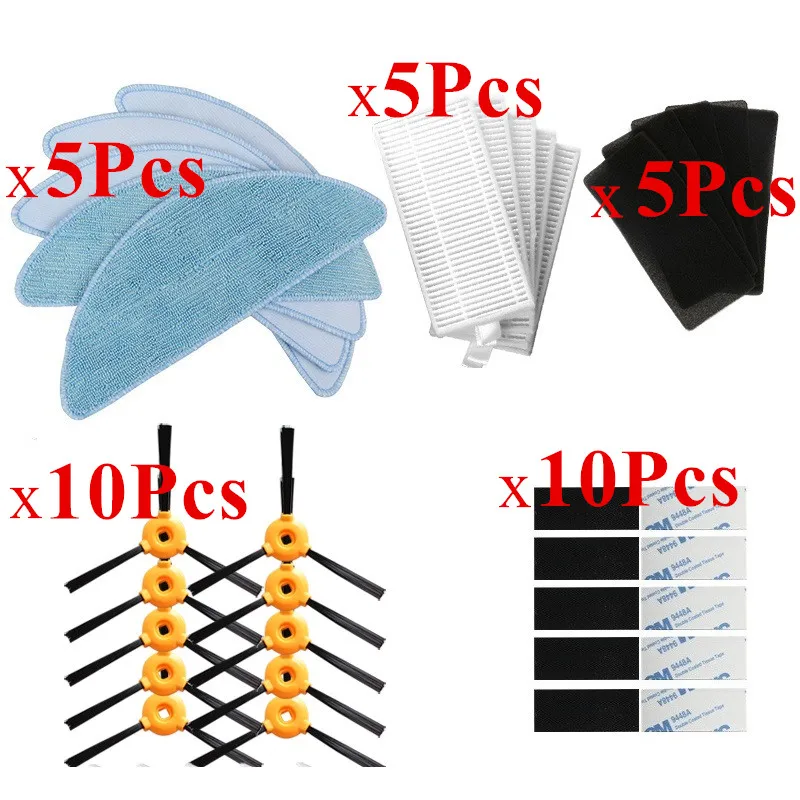 Части пылесоса боковая щетка HEPA фильтр губчатая Швабра Ткань рулон основной щетки для CONGA EXCELLENCE 990 5040 iboto aqua v710 - Цвет: 35pcs
