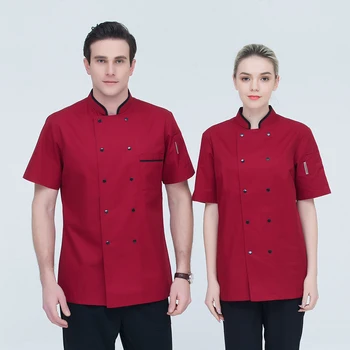 

High Quality Short Sleeve Chef Uniforms Restaurant Hotel Jacket Men Food Services Cooking Clothes Breathable Uniform Chef Coat