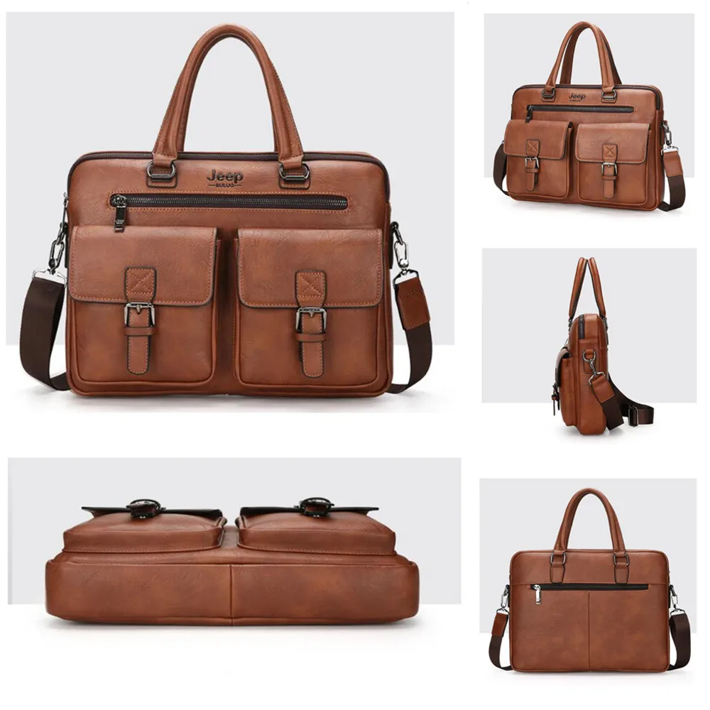Techecho Black Leather Messenger Bag 13 Inch Laptop Briefcase Satchel Shoulder Handbag with Detachable Shoulder Strap Shoulder Bag Large Capacity Leather Computer Bag