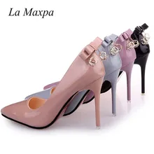 La Maxpa Women Bowknot Pumps High Heels Femals Shoes Pumps Hollow Pointed Toes Women Heels Shoes Sweet Pink Nude Stiletto 10.5cm 2018 fashion delicate sweet bowknot high heel shoes side hollow pointed stiletto heels shoes women pumps