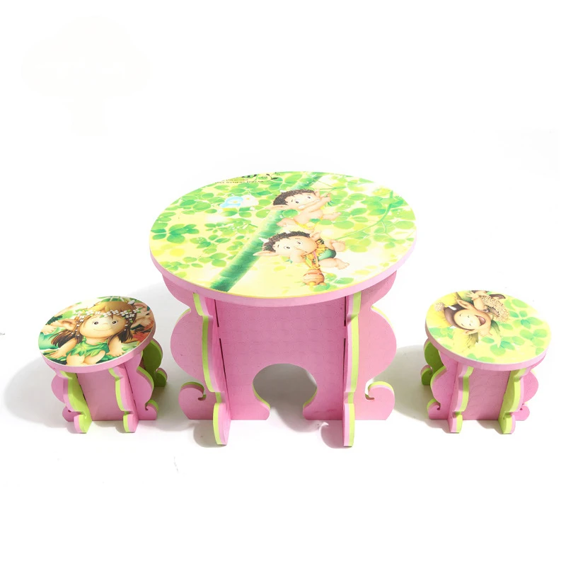 

Environment Friendly Cartoon Baby Foam Thickening Entertainment Children's Desk And Chair Set
