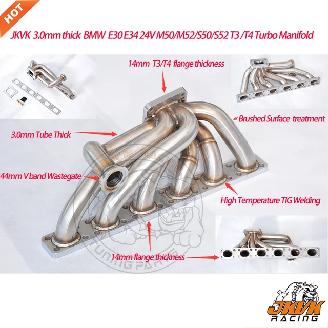 JKVK RACING SS321 3.0mm thick Top mount Turbo manifold M50 M52 M54 S50