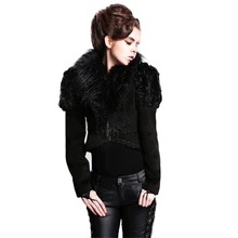 Панк готический съемный меховой воротник Куртки панк Для женщин короткая куртка с лацканами Средства ухода за кожей Шеи рыбий хвост Куртки с задней шнуровкой