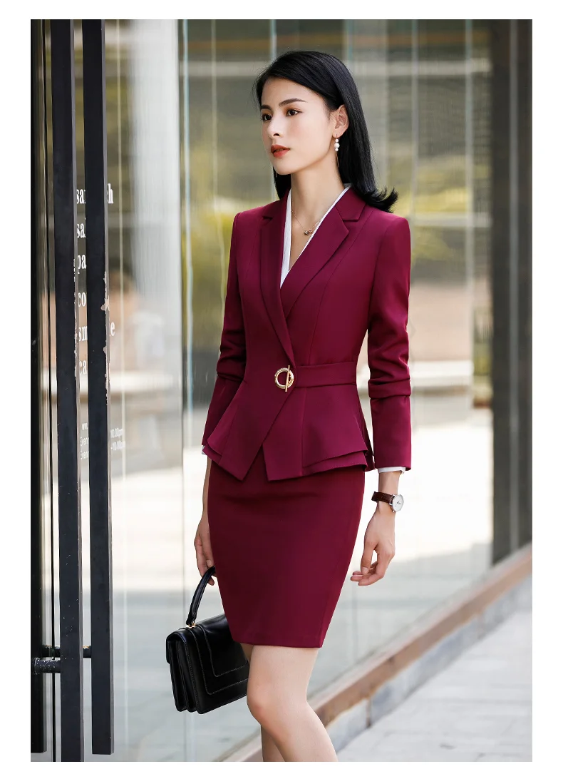 Elegant Uniforms Women Suit Office Lady Formal Blazer Set 2 Piece Pants Suits Fashion Jackets Trouser Autumn Winter XL 4XL