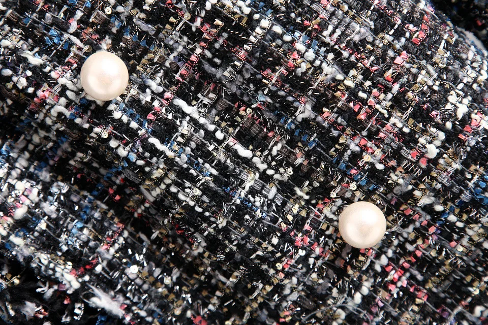 price cut  Fresh style Spring/Autumn female casual jacket coat hand-tassel loose coat checkered Tweed coat jac