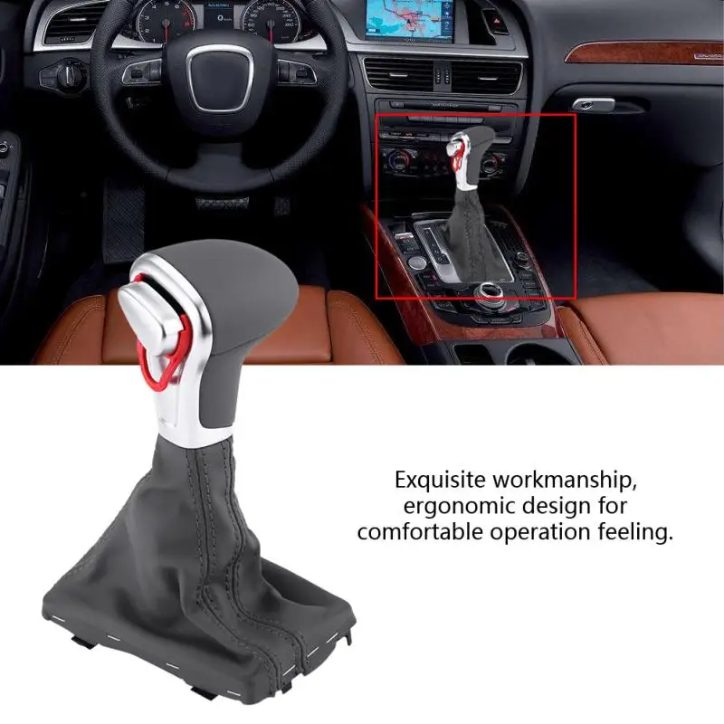 

Car Gear Shift Stick Knob + Gaiter Boot Cover DSG S-Tronic for Audi B8 A4 A5 Q5 2009 2010 2011 2012 2013 2014 2015 2016