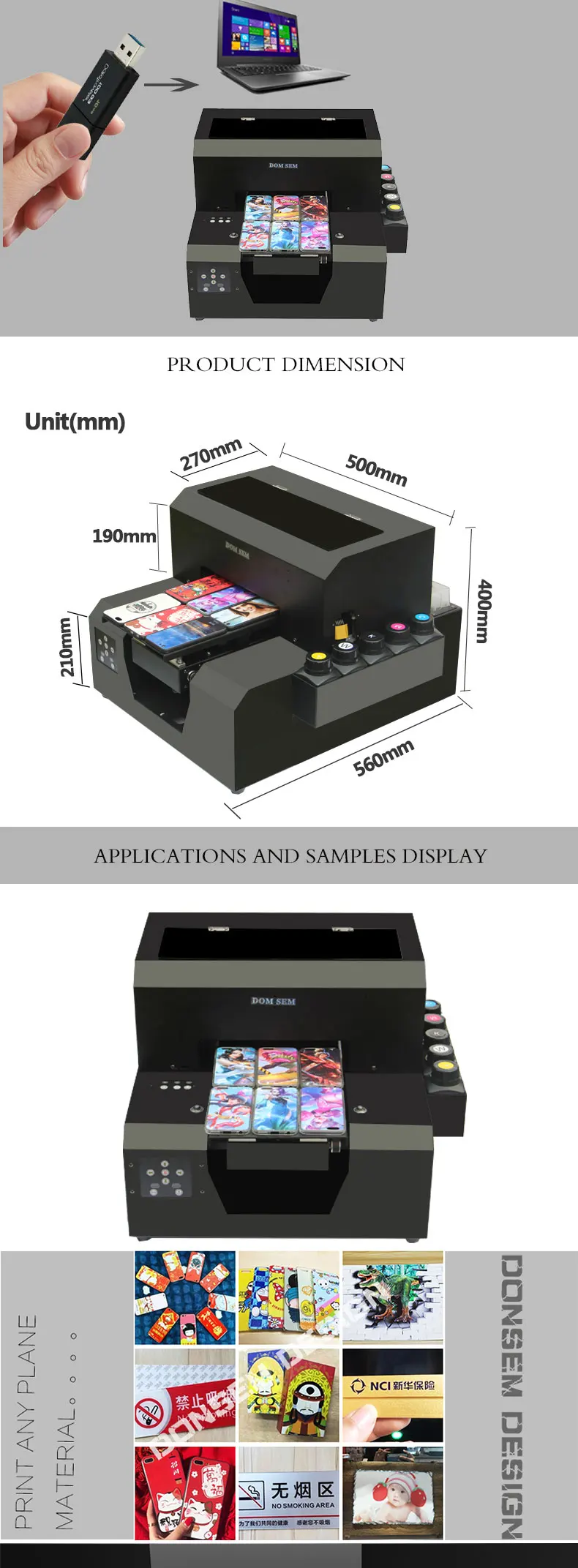 DOMSEM 6 цветов А4 Размер УФ принтер чехол для телефона принтер УФ светодиодный планшетный автоматическая печатная машина с EPSON головкой