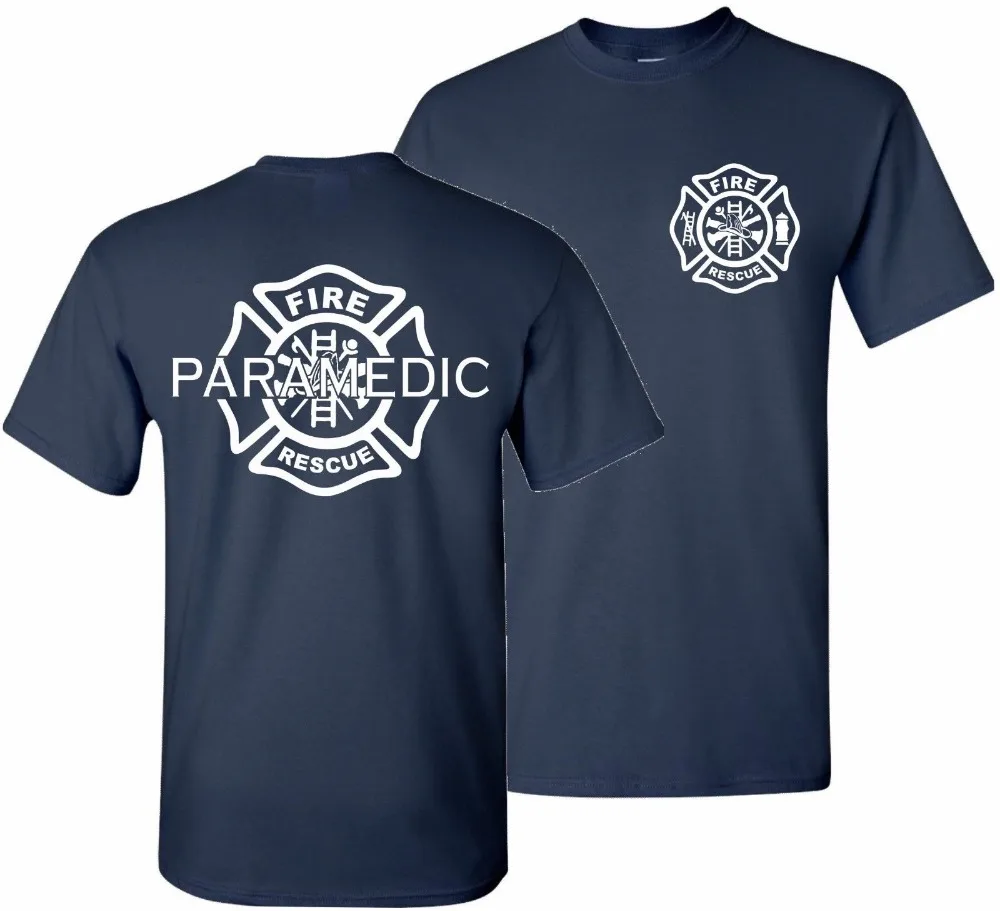 Summer Short Sleeves Cotton T Shirt Firefighter Paramedic EMT Fire ...