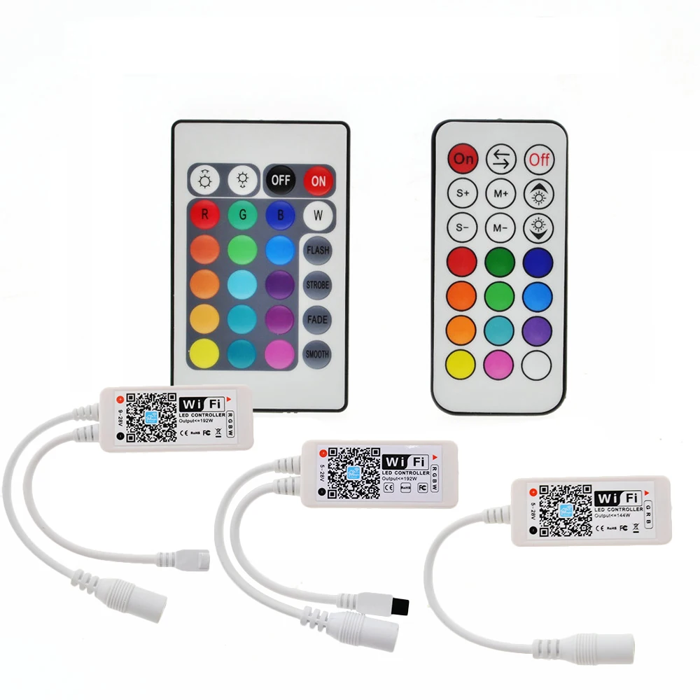 Wi Fi RGB/RGBW светодиодный Управление Лер мини DC12V с РФ 21Key/IR 24Key удаленного для RGB/ RGBW/RGBWW