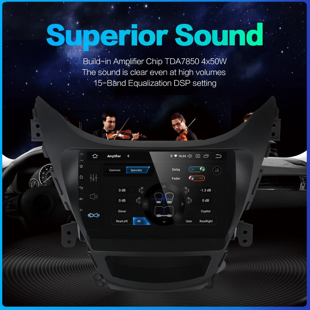 Dasaita Автомагнитола Android 9,0 для hyundai Elantra мультимедиа USB 64 ГБ rom Автомагнитола TDA7850