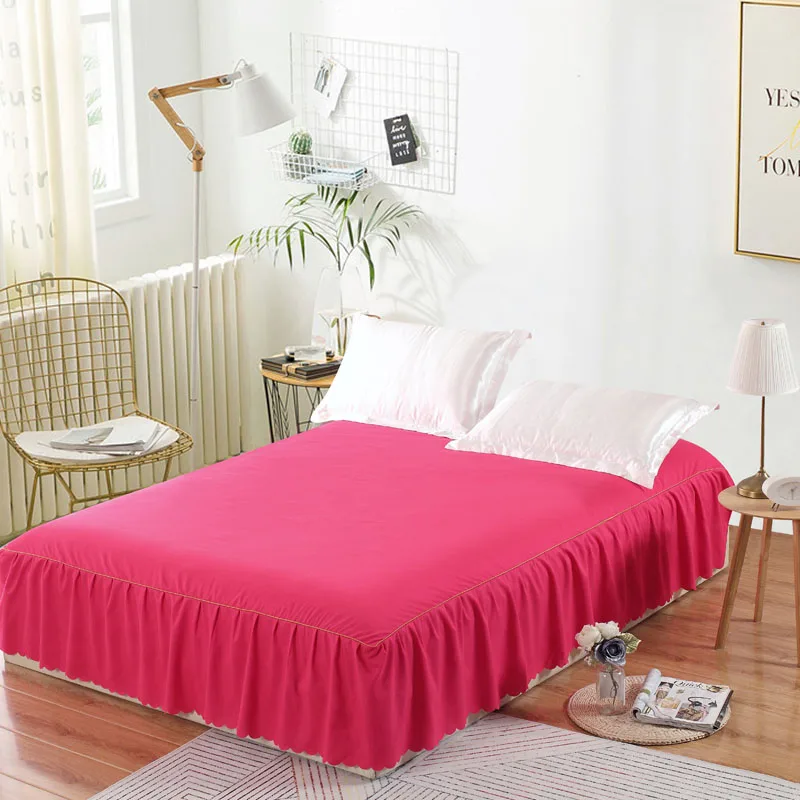 Full Size Mattress Cover Elastic Bed Skirt Solid Color Bed Sheet