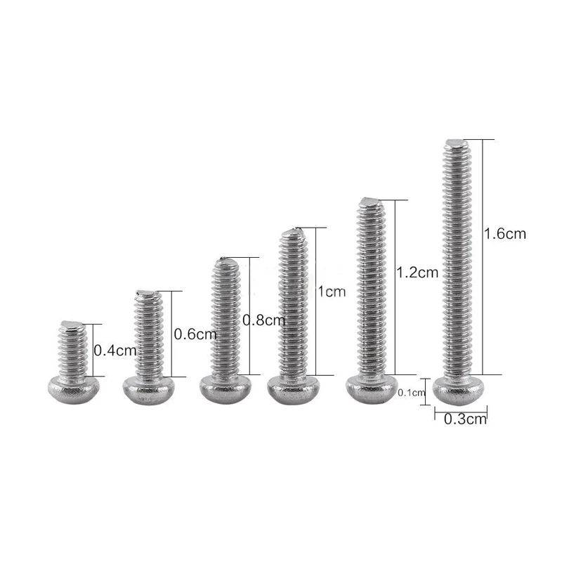 250pc/set Assortment Kit Set A2 Stainless Steel Hex Socket Screw Bolt Nut M2 Cap/Button/Flat Head Assortment Kit