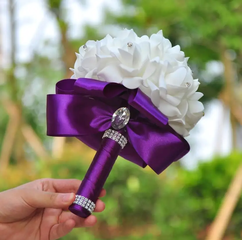 AYiCuthia романтический свадебный букет невесты свадебное украшение цветочное Мыло свадебный букет из роз белый сатин Холдинг S30
