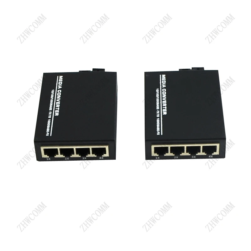 1 SC interface and 4 ports RJ45 ethernet swltch converter 10/100/1000Mbps Single Fiber 20KM fiber optic Receiver 1Pair