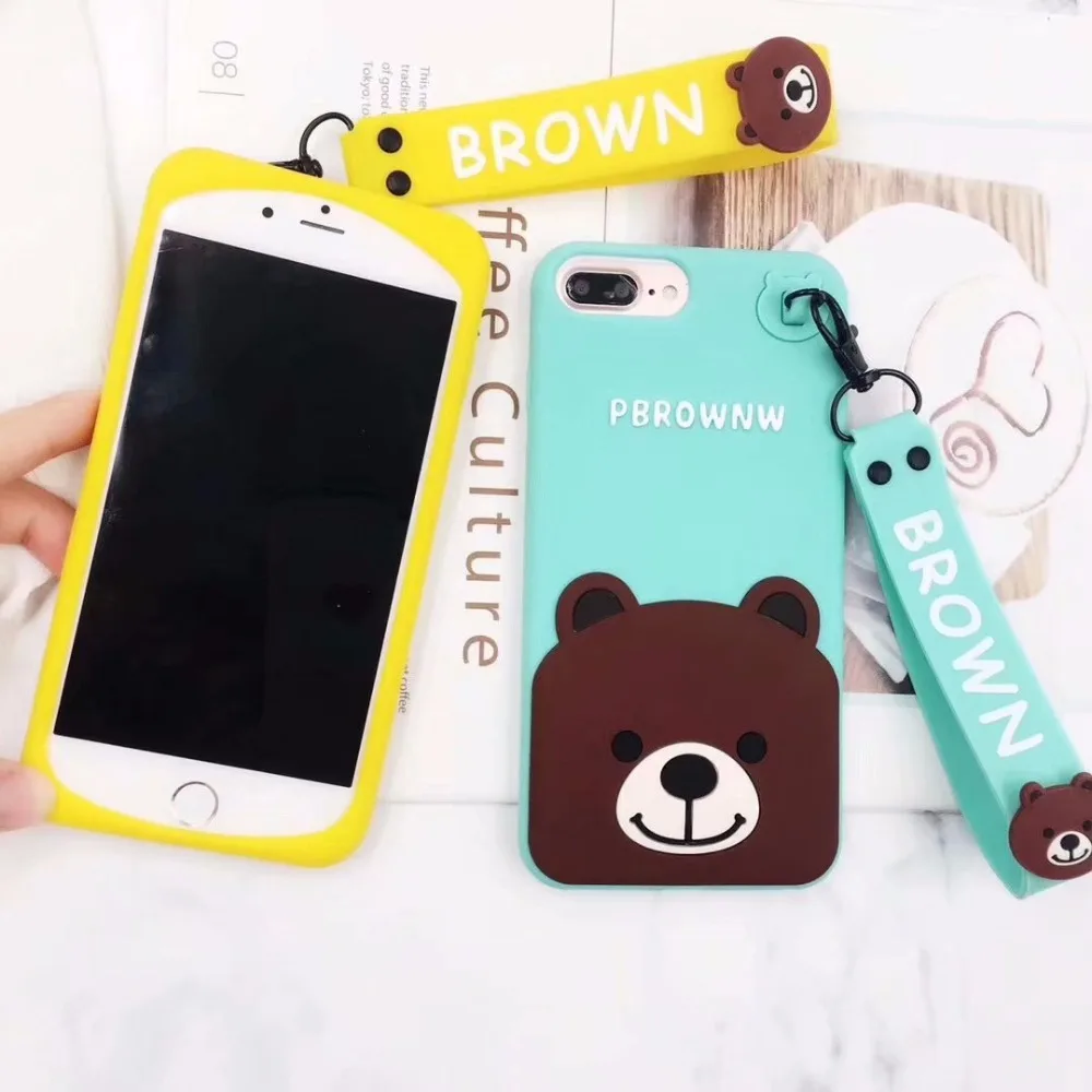 

For iPhone 3D Case,Cute Cartoon Bear Phone Silicon Back Cover Skin Shell For iPhone6 6s 6Plus 6sPlus 7 7Plus 8 8Plus X Fundas