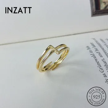 

INZATT Real 925% Sterling Silver Hollow Line Ring For Fashion Women Party Minimalist Fine Jewelry Punk Accessories 2019 Gift