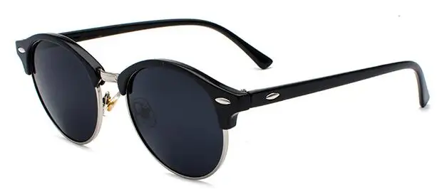 black silver gray Мужские солнцезащитные очки, поляризационные, модные, фирменный дизайн, для вождения, круглая оправа, солнцезащитные очки для женщин и мужчин, очки, покрытие, зеркальное покрытие, для женщин - Цвет линз: black silver gray