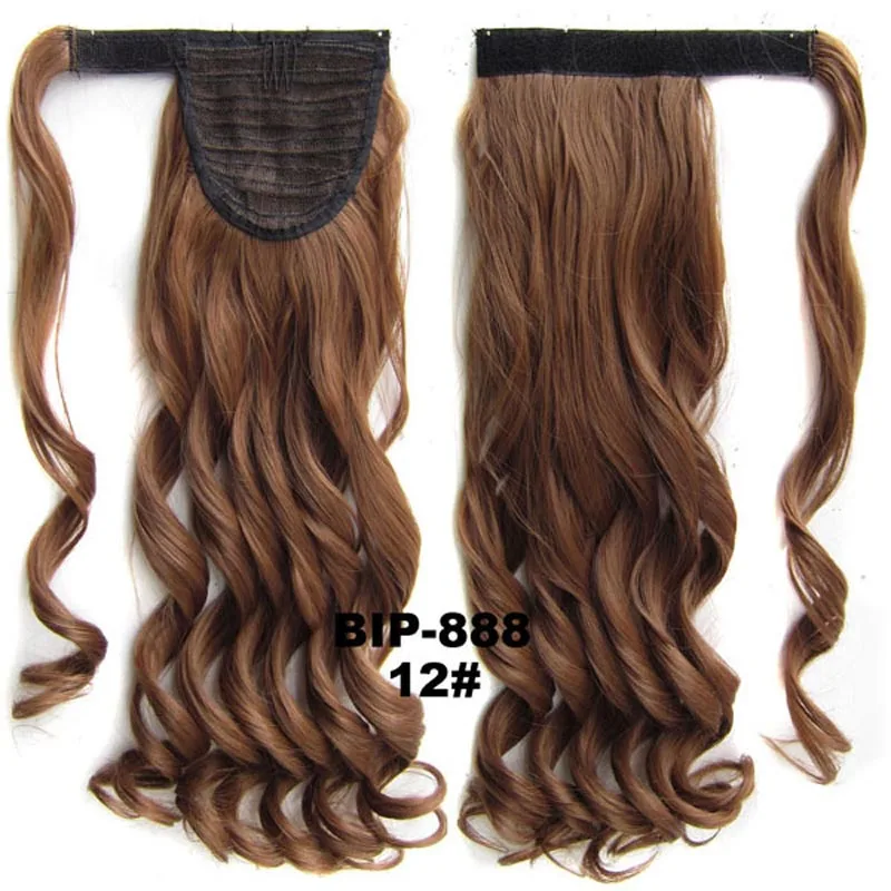 jeedou Ponytail Wavy Hair Black Color Wrap Around Ponytail Extensions Synthetic Hair Ribbon Trend Undone and Messy - Цвет: #12