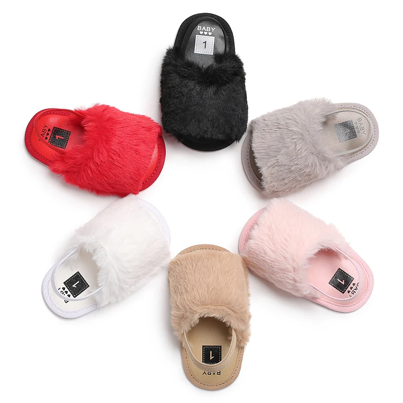 Симпатичные Твердые новорожденных для маленьких девочек меха мягкая подошва шпаргалки обувь для новорожденных малышей летние сандалии 0-18 месяцев