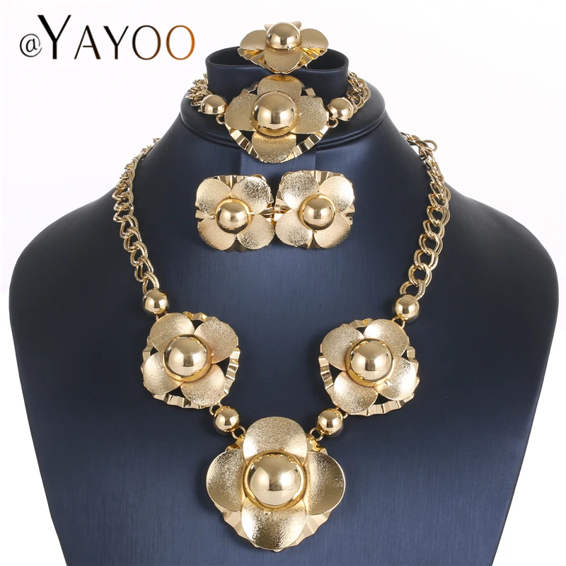

AYAYOO Jewelry Sets Luxury African Beads Jewelry Set For Women Round Turkish Ethiopian Wedding Duabi Bridal Costume Jewelry Set