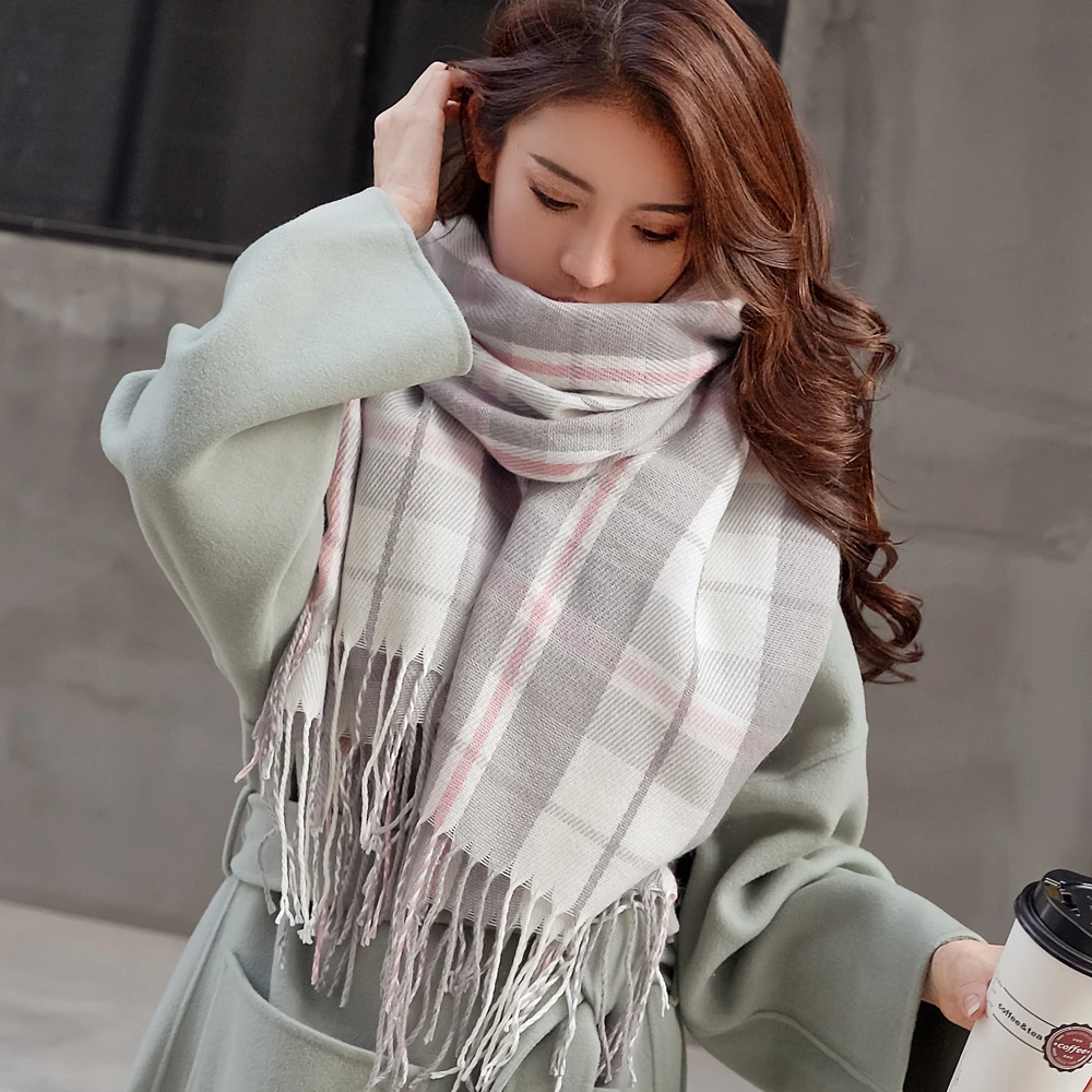 VEITHDIA 2018 Autumn Winter Female Wool Plaid Scarf Women Cashmere Scarves Wide Lattices Long Shawl Wrap Blanket Warm Tippet