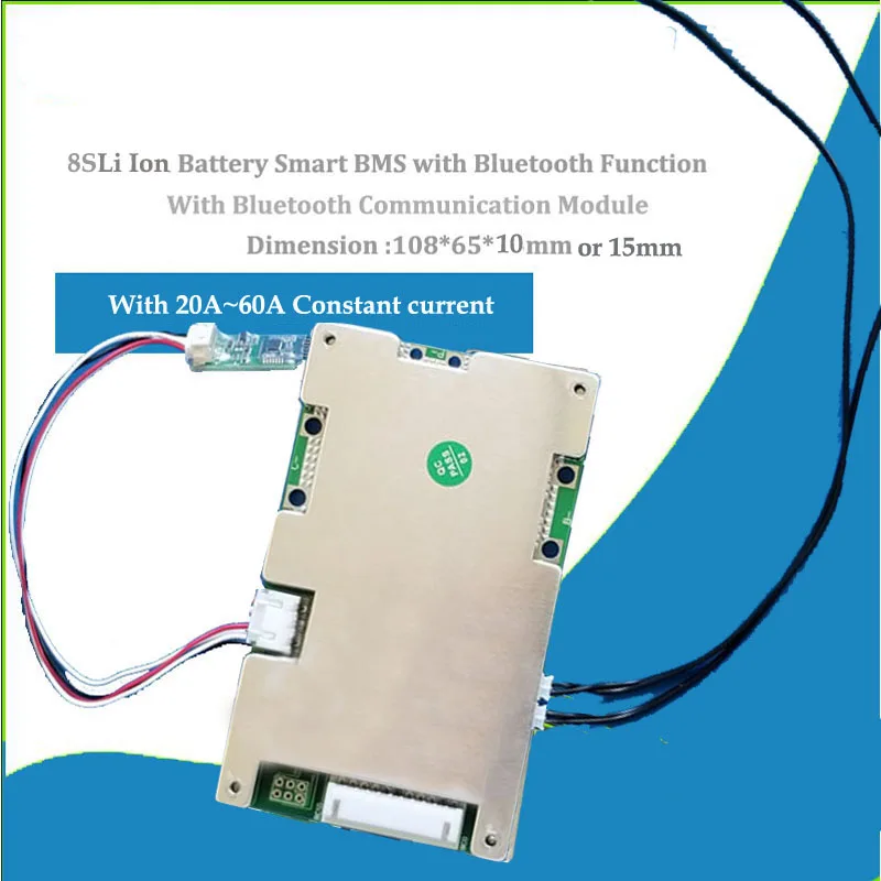 8S литий ионный bluetooth Смарт BMS с 20A 30A 40A 60A Постоянный ток для 33 6 в или 29 литиевая